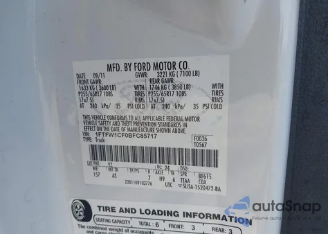 2011 Ford F-150 Xl z USA, uszkodzony, nr VIN 1FTFW1CF0BFC85717